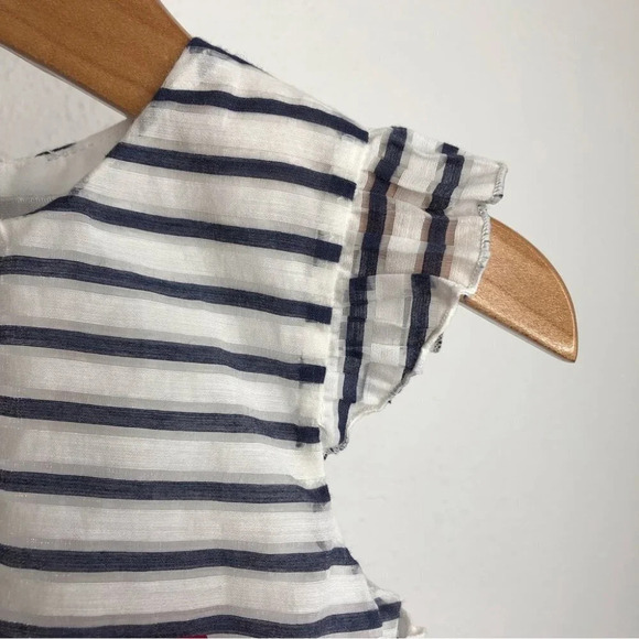 Mayoral Chic dress flutter sleeve blue and white stripe size 18 months - Picture 4 of 9